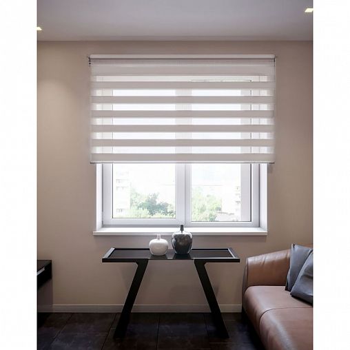 Рулонная штора день-ночь Decofest Бейс, белая, миниролл, 55 x 160 см фото