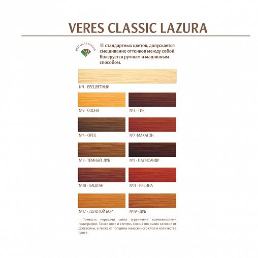 Декоративная пропитка для дерева Veres Classic Lazura №8, матовая, 2,7 л, дуб темный фото