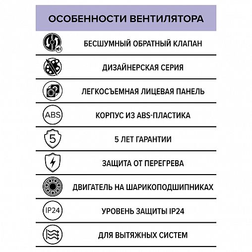 Вентилятор осевой вытяжной DiCiTi Rio 5C Matt white D125, с обратным клапаном фото