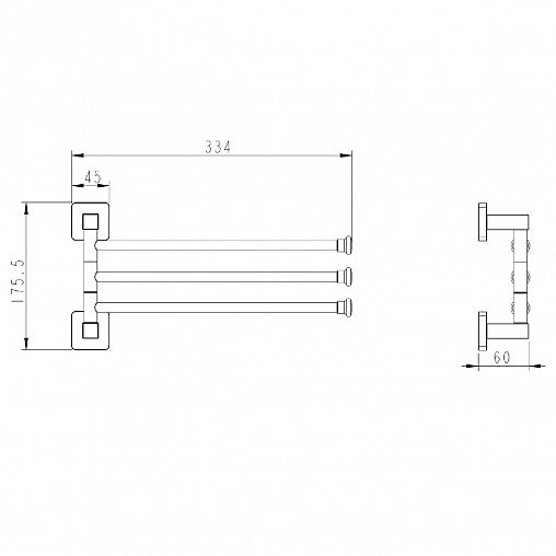 Полотенцедержатель поворотный Fashun A2613-17, тройной, графит фото