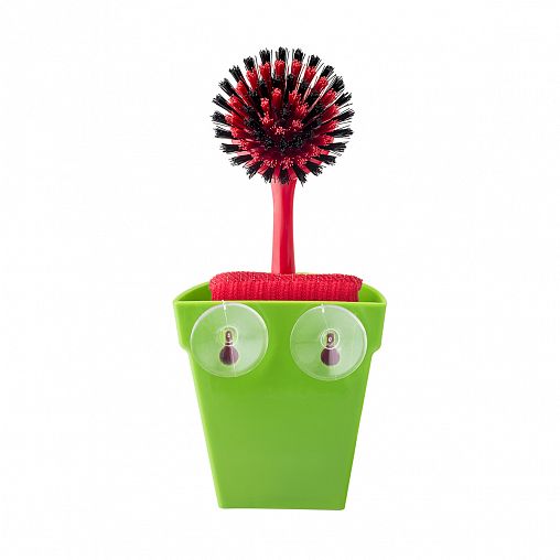 Набор для мытья посуды Vigar Ladybug (щетка, губка на подставке) фото