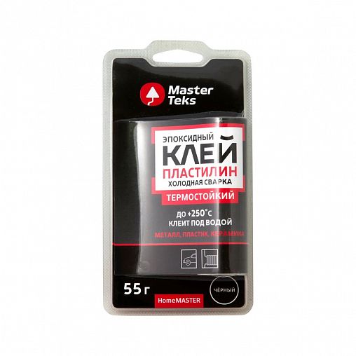 Клей холодная сварка термостойкий MasterTeks Homemaster, 55 г, черный фото