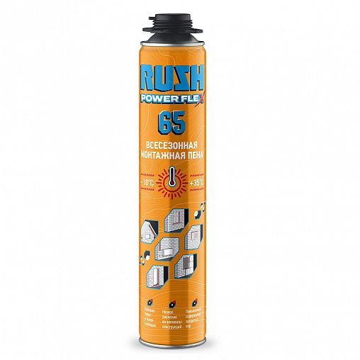 Профессиональная монтажная пена Rush Power Flex 65, всесезонная, 1000 мл фото