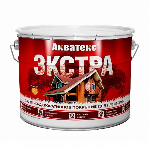 Защитно-декоративное покрытие для дерева Акватекс Экстра, полуглянцевое, 9 л, каштан фото