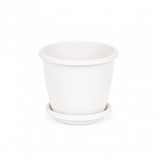 Горшок для цветов Альтернатива Афина, с поддоном, 1,1 л, белый фото
