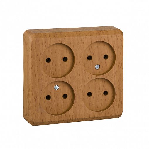 Розетка четверная Systeme (Schneider) Electric Этюд, накладная, б/з, бук фото