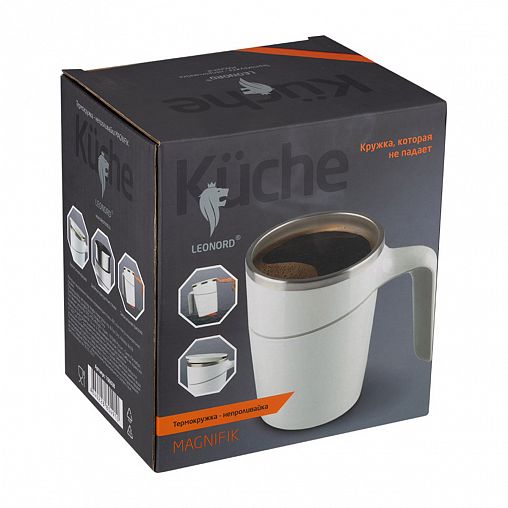 Термокружка Leonord Magnifik, нержавеющая сталь, 0,47 л, белая фото