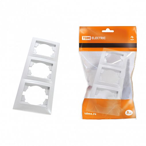 Рамка Tdm Electric Лама, 3 поста, горизонтальная, белый фото