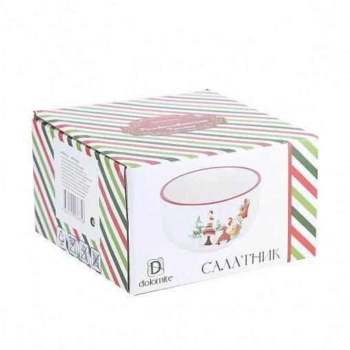 Салатник Dolomite Рождественские гномы, керамический, d 12,5 см фото