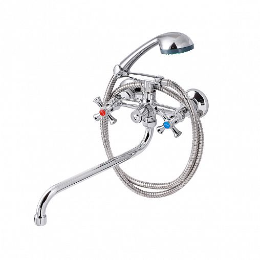 Смеситель для ванны с душем Профсан ПСМ-158-ЕК/75, с длинным изливом, двухвентильный, хром фото