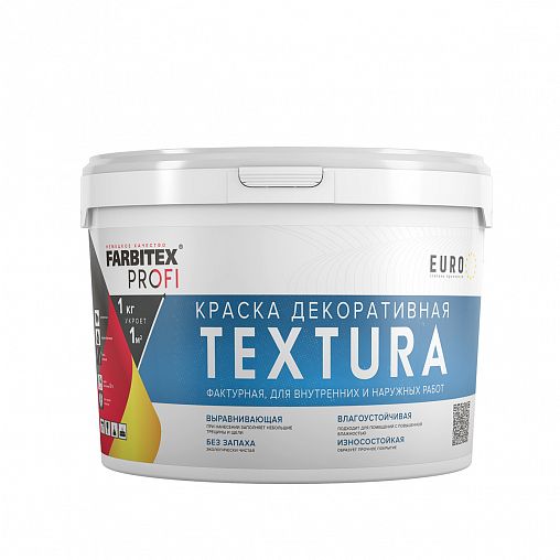 Краска фактурная для стен Farbitex Profi Textura, акриловая, матовая, 7 кг/3,57 л, белая фото