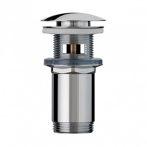 Донный клапан для раковины Wirquin Quick Clac, 1 1/4", удлиненный, крышка 63 мм, с переливом, хром фото