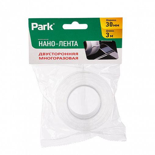 Скотч двусторонний многоразовый Park, 30 мм x 3 м, прозрачный фото