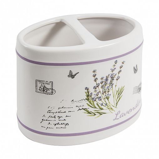 Стакан для зубных щеток Рыжий кот Лаванда, керамика, 12,4 x 7 x 11,2 см фото