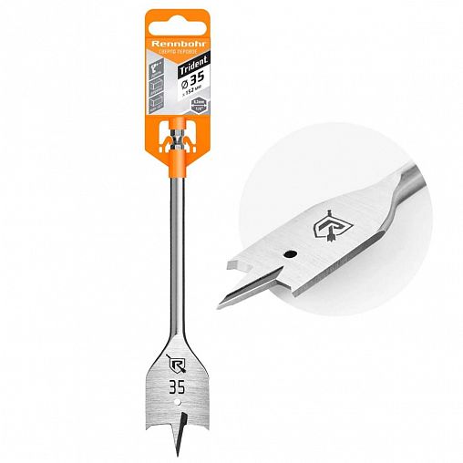 Сверло перовое по дереву Rennbohr, 35 x 152 мм, шестигранный хвостовик фото