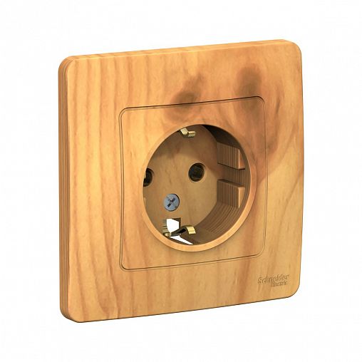 Розетка Systeme (Schneider) Electric Blanca, встраиваемая, в сборе, с/з, ясень фото