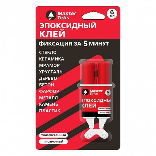 Клей эпоксидный MasterTeks, двухкомпонентный, 6 мл, прозрачный фото