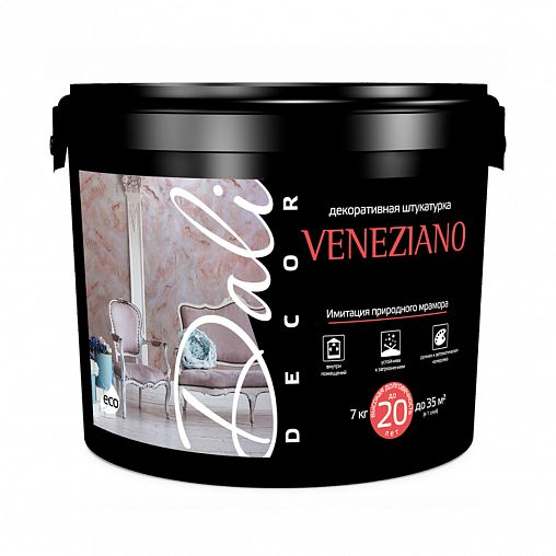 Штукатурка декоративная Dali-Decor Veneziano, акриловая, белая, 7 кг фото