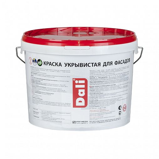 Краска фасадная укрывистая Dali, акриловая, глубокоматовая, белая, 9 л фото