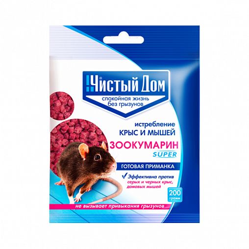Средство от крыс и мышей Чистый дом Зоокумарин супер, гранулы, 200 г ...