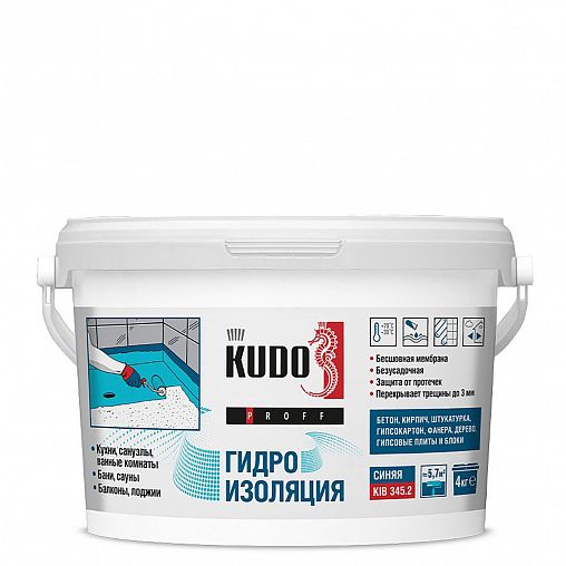 Гидроизоляция эластичная Kudo Proff, акриловая, 4 кг фото Гидроизоляция эластичная Kudo Proff, акриловая, 4 кг фото