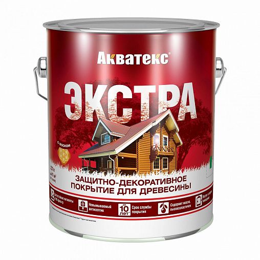 Защитно-декоративное покрытие для дерева Акватекс Экстра, полуглянцевое, 2,7 л, дуб фото