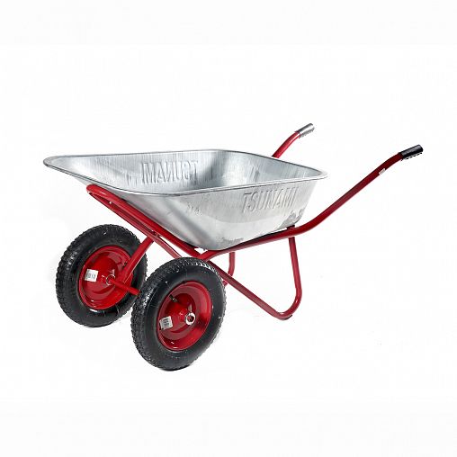 Тачка двухколесная строительная Tsunami WB 251D, 100 л, пневматические колеса фото