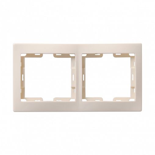 Рамка IEK Кварта РГ-2-ККм, 2 поста, горизонтальная, кремовый фото