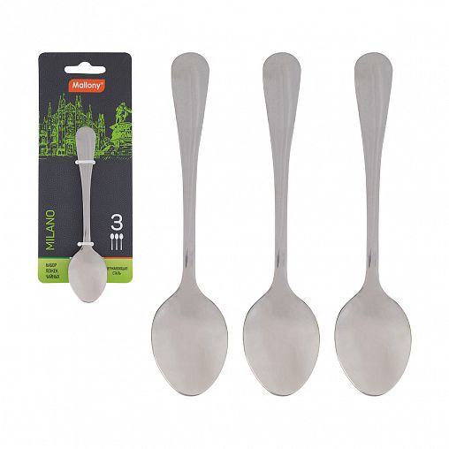 Ложка чайная Mallony Milano, набор 3 шт фото