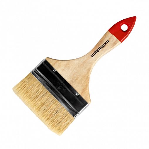 Кисть плоская Шабашка №4, натуральная щетина, деревянная ручка, 100 мм фото