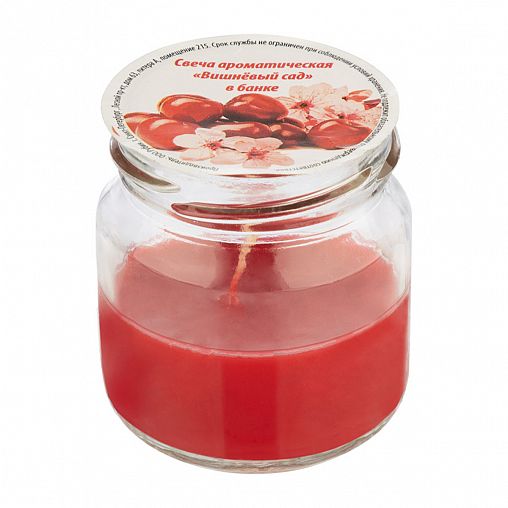Свеча в банке Волшебная страна Вишнёвый сад, красная фото