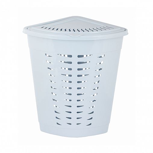 Корзина для белья угловая Альтернатива, 45 л, голубая фото