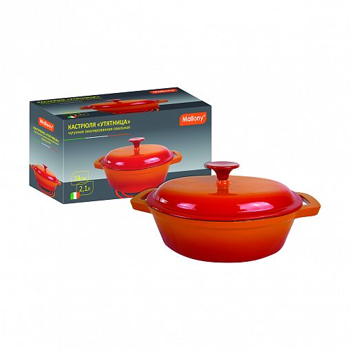 Кастрюля-утятница чугунная Mallony, с эмалированным покрытием, 2,1 л фото