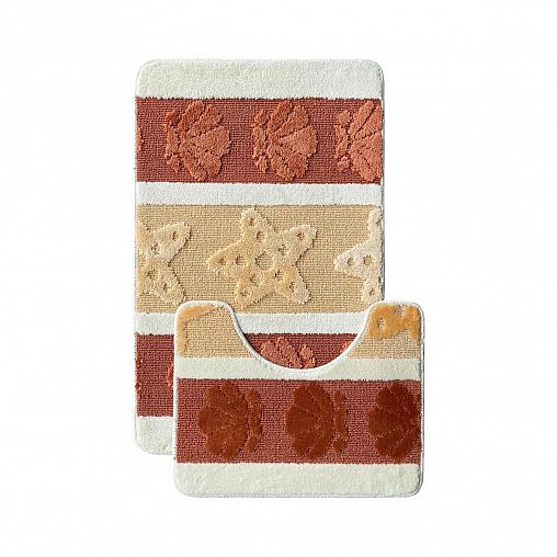 Коврик в ванную и туалет L Cadesi Lemis, 50 x 80 + 50 x 40 см, полипропилен, кремовый/оранжевый фото
