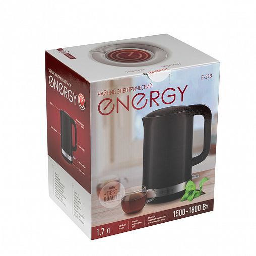 Чайник электрический Energy E-218, двойной корпус, 1,7 л, черный фото