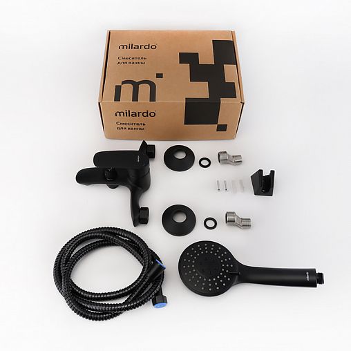Смеситель для ванны с душем Milardo Rora, черный матовый фото
