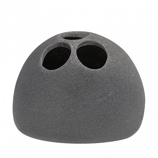 Стакан для зубных щеток Рыжий кот Гранит, с разделителями, серый фото