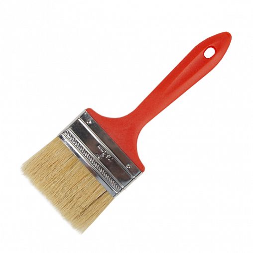 Кисть плоская Кедр №3, натуральная щетина, пластиковая ручка, 75 мм фото