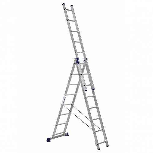 Лестница-стремянка трехсекционная Alumet H3 5308, алюминиевая, 3 x 8 ступеней, 2,25 - 5,01 м фото