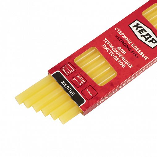 Клеевые стержни для термопистолета Кедр, 11,2 x 200 мм, желтые, 6 шт фото