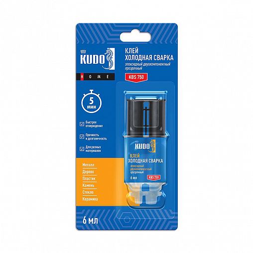 Клей эпоксидный Kudo Home KBS-750, двухкомпонентный, 6 мл, прозрачный фото