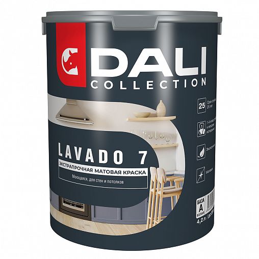 Краска для стен и потолков Dali Collection Lavado 7, матовая, база А, белая, 4,2 л фото