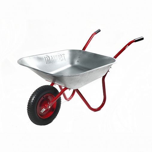 Тачка одноколесная садово-строительная Tsunami WB 121S, 65 л, пневматическое колесо фото