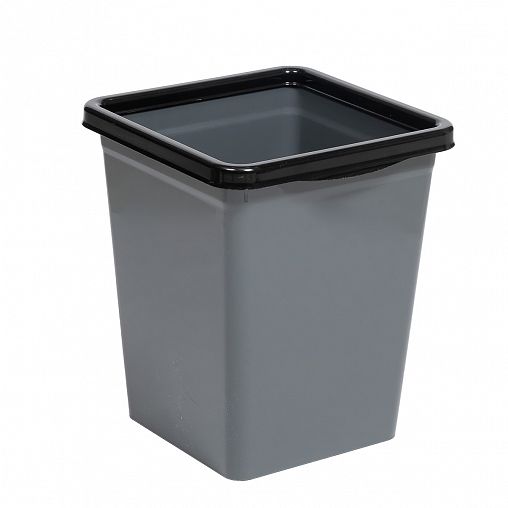 Ведро для мусора Violet, квадратное с фиксатором, 14 л, серый/черный фото