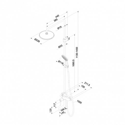 Душевая система с тропическим душем IDDIS Aiger, черная матовая фото