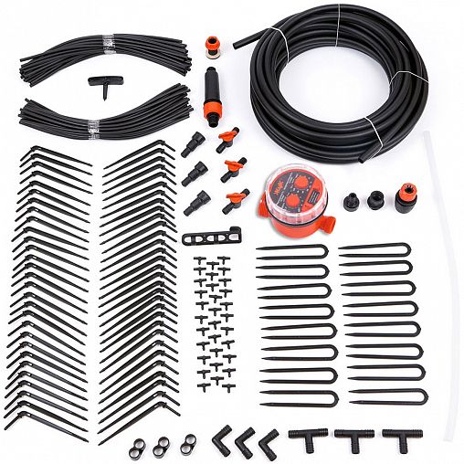 Комплект для капельного полива Жук №1, от емкости, с таймером, 60 растений фото