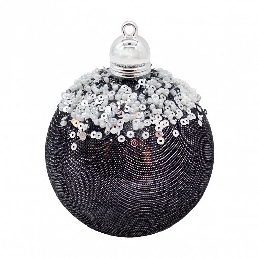 Набор елочных шаров, с блестками, d 8 см, 3 шт, серый фото