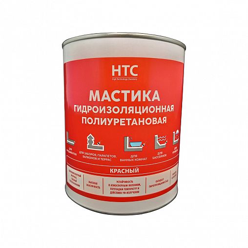 Мастика гидроизоляционная полиуретановая HTC, 1 кг, красная фото