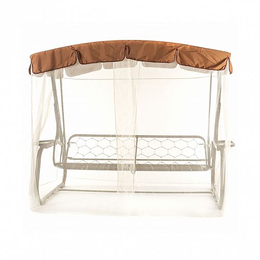 Качели садовые Olsa Турин, трехместные, 236,5 x 138 x 181,5 см, каркас коричневый фото