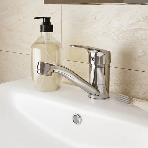 Смеситель для раковины с поворотным изливом Milardo Simp SIMSBR0M01, однорычажный, хром фото